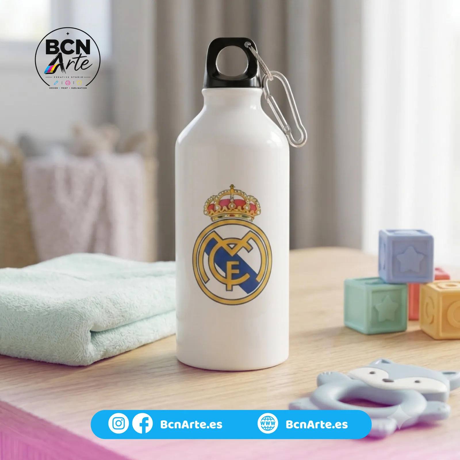 Botella de Aluminio Personalizada / Cantimplora de Aluminio (Diseño a elegir)