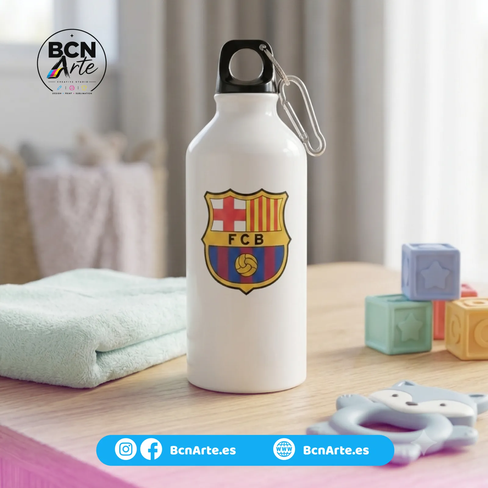 Botella de Aluminio Personalizada / Cantimplora de Aluminio (Diseño a elegir)