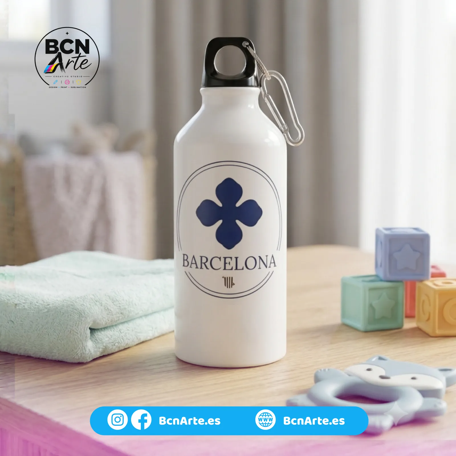 Botella de Aluminio Personalizada / Cantimplora de Aluminio (Diseño a elegir)