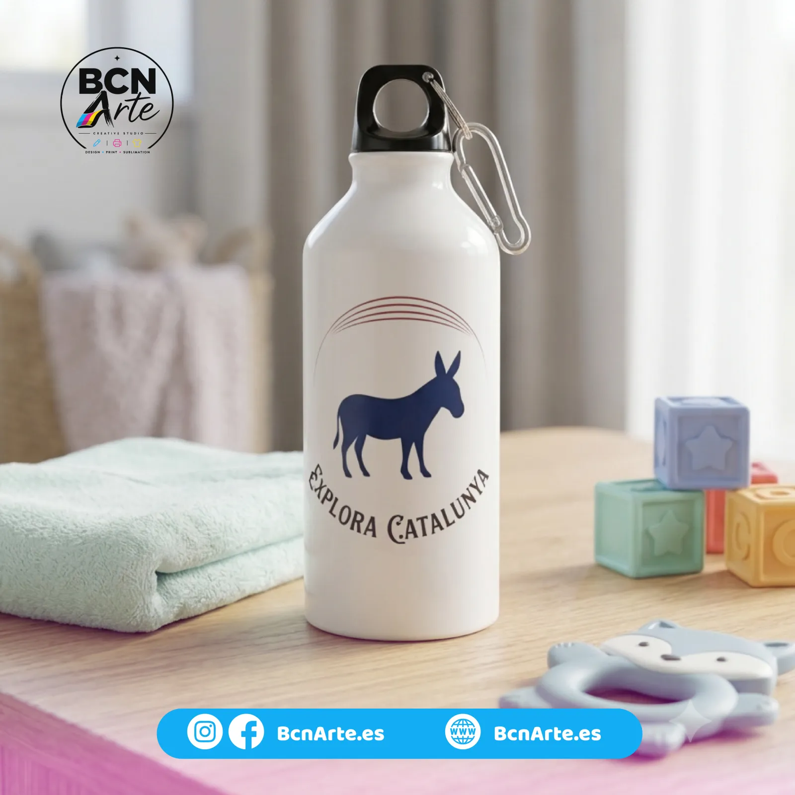 Botella de Aluminio Personalizada / Cantimplora de Aluminio (Diseño a elegir)